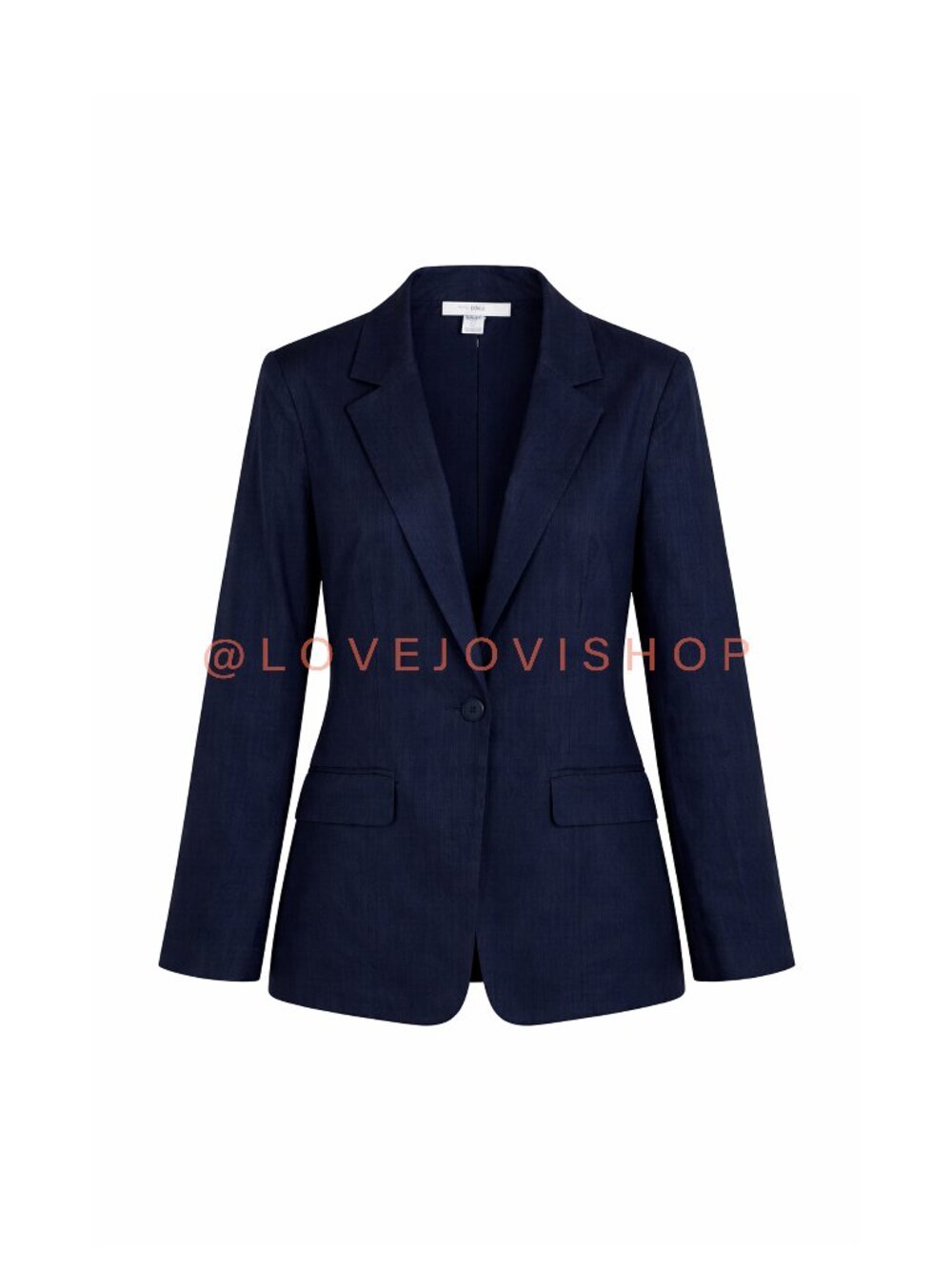 Blazer | H Halston Navy Single-Button Linen Jacket | Summer Nautical Coastal | M